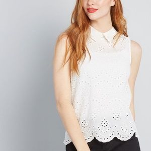 Modcloth White Eyelet Lace Top